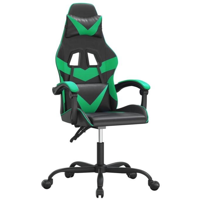 Gamestoel kunstleer zwart en groentje