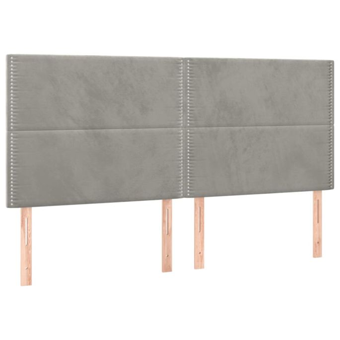 Hoofdborden 4 st 100 x 5 x 78/88 cm fluweel lichtgrijs