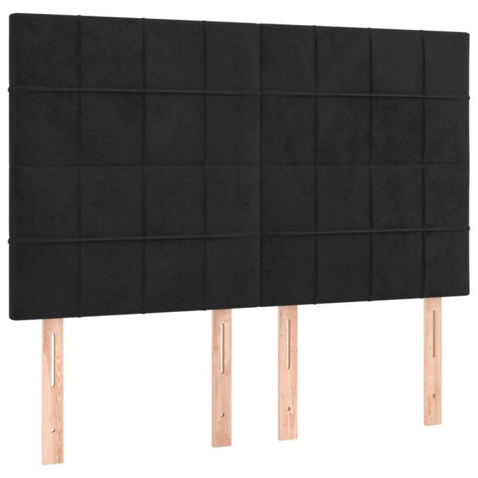 Hoofdborden 4 st 72x5x78/88 cm fluweel zwart