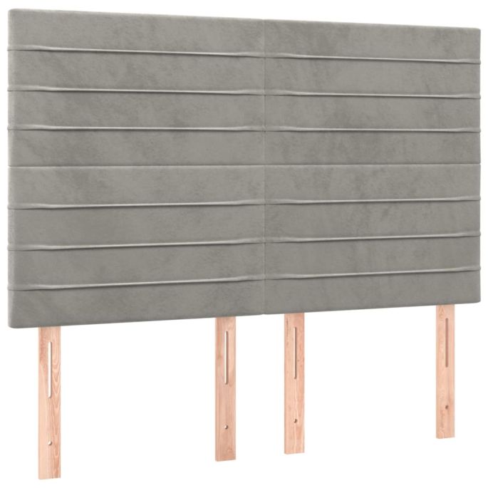 Hoofdborden 4 st 72x5x78/88 cm fluweel lichtgrijs