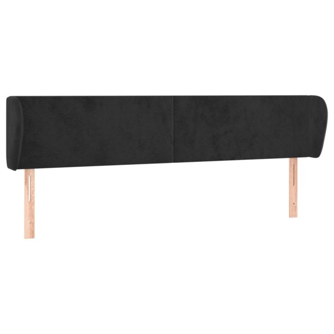 Hoofdbord met randen 163x23x78/88 cm fluweel zwart
