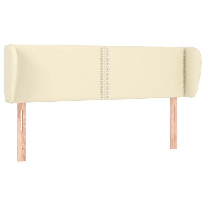 Hoofdbord met randen 147x23x78/88 cm kunstleer crèmekleurig