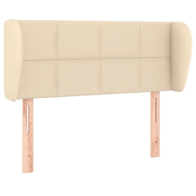 Hoofdbord met randen 103x23x78/88 cm stof crèmekleurig