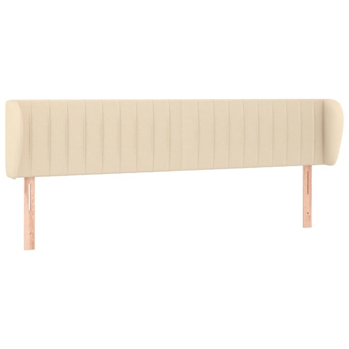 Hoofdbord met randen 203x23x78/88 cm stof crèmekleurig