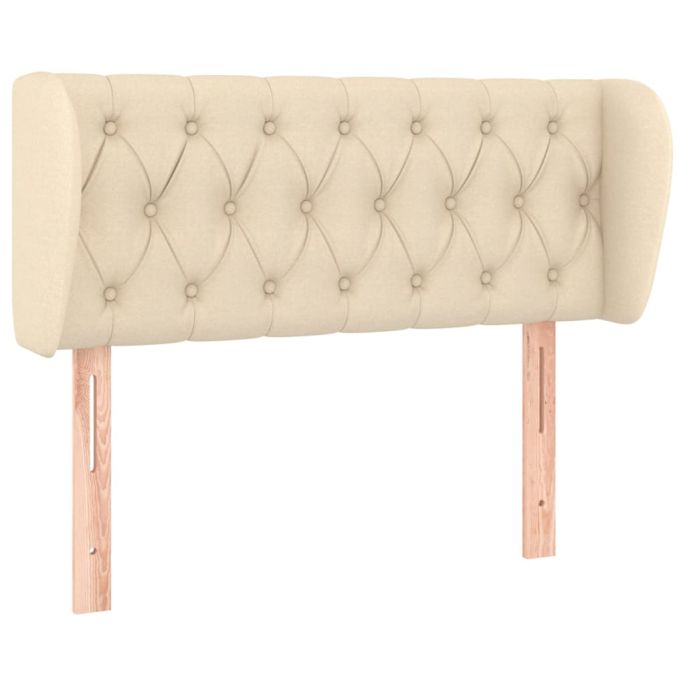 Hoofdbord met randen 103x23x78/88 cm stof crèmekleurig