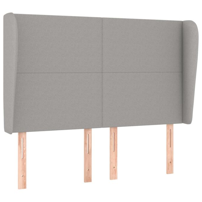 Hoofdbord met randen 147x23x118/128 cm stof lichtgrijs