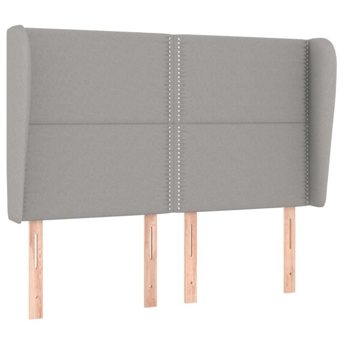Hoofdbord met randen 147x23x118/128 cm stof lichtgrijs