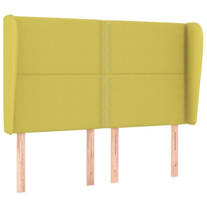 Hoofdbord met randen 147x23x118/128 cm stof groentje