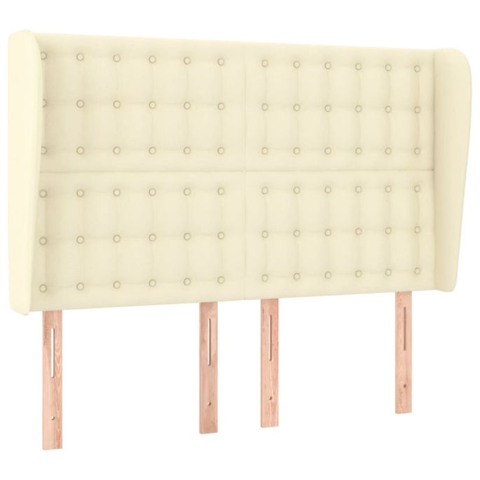 Hoofdbord met randen 147x23x118/128 cm kunstleer crèmekleurig