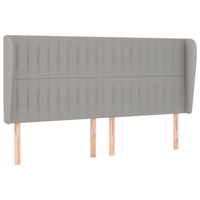 Hoofdbord met randen 203x23x118/128 cm stof lichtgrijs