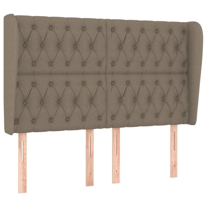 Hoofdbord met randen 147x23x118/128 cm stof taupe