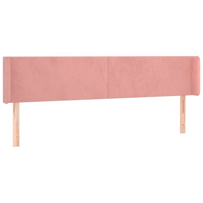 Hoofdbord met randen 203x16x78/88 cm fluweel roze