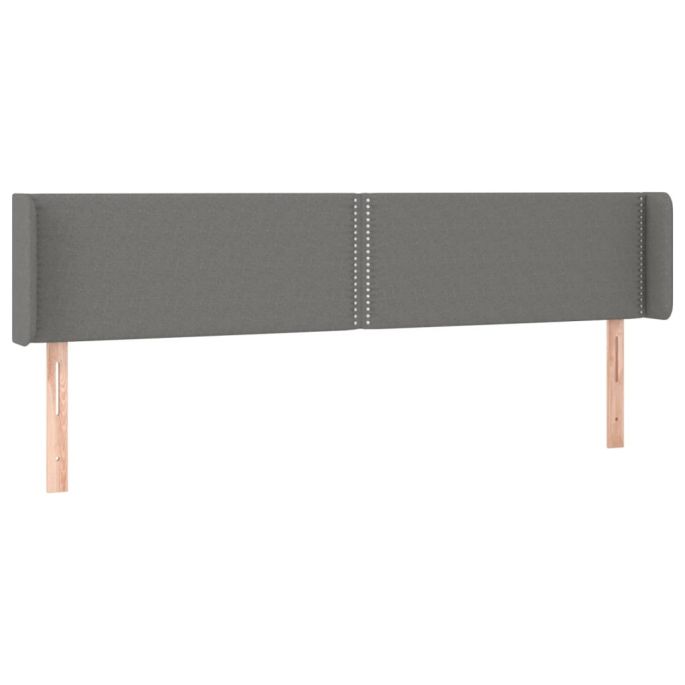 Hoofdbord met randen 163x16x78/88 cm stof donkergrijs
