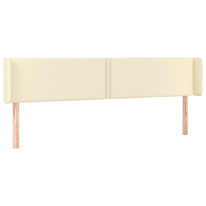 Hoofdbord met randen 163x16x78/88 cm kunstleer crèmekleurig