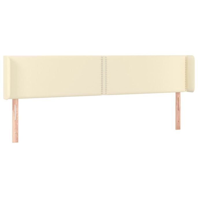 Hoofdbord met randen 183x16x78/88 cm kunstleer crèmekleurig