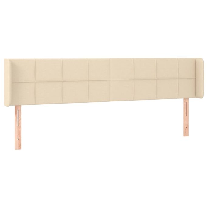 Hoofdbord met randen 183x16x78/88 cm stof crèmekleurig