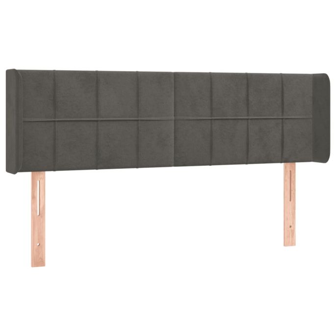Hoofdbord met randen 147x16x78/88 cm fluweel donkergrijs