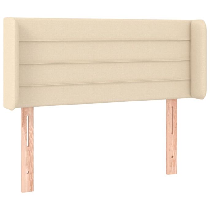 Hoofdbord met randen 93x16x78/88 cm stof crèmekleurig