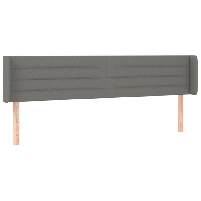 Hoofdbord met randen 203x16x78/88 cm stof donkergrijs
