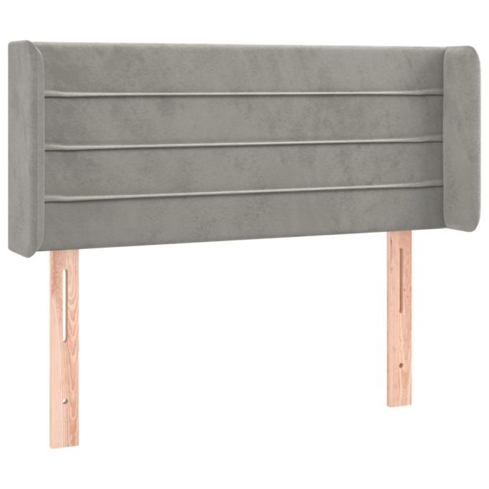 Hoofdbord met randen 103x16x78/88 cm fluweel lichtgrijs