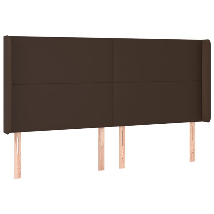 Hoofdbord met randen 203x16x118/128 cm kunstleer bruin