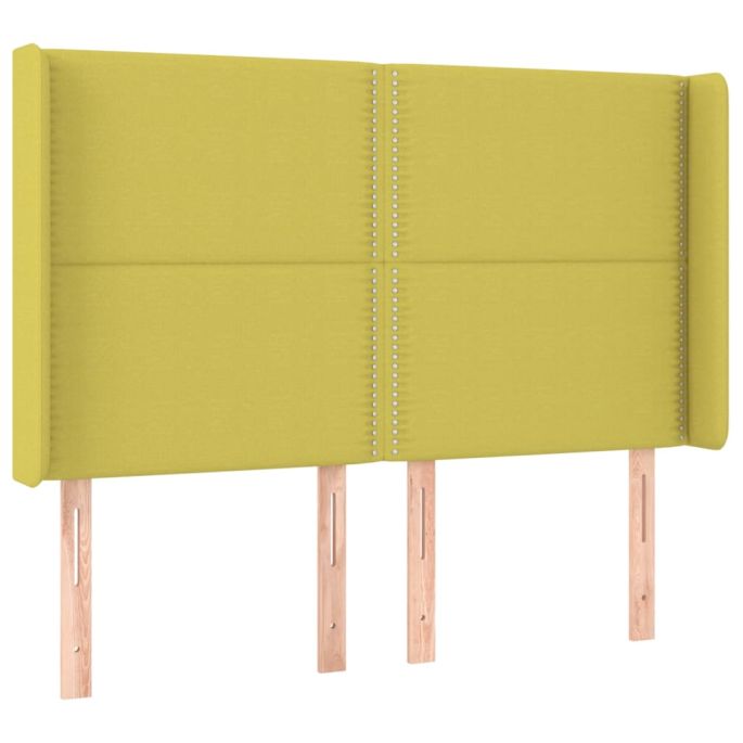 Hoofdbord met randen 147x16x118/128 cm stof groen