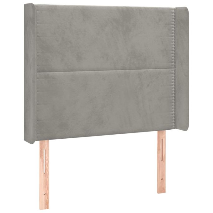 Hoofdbord met randen 83x16x118/128 cm fluweel lichtgrijs