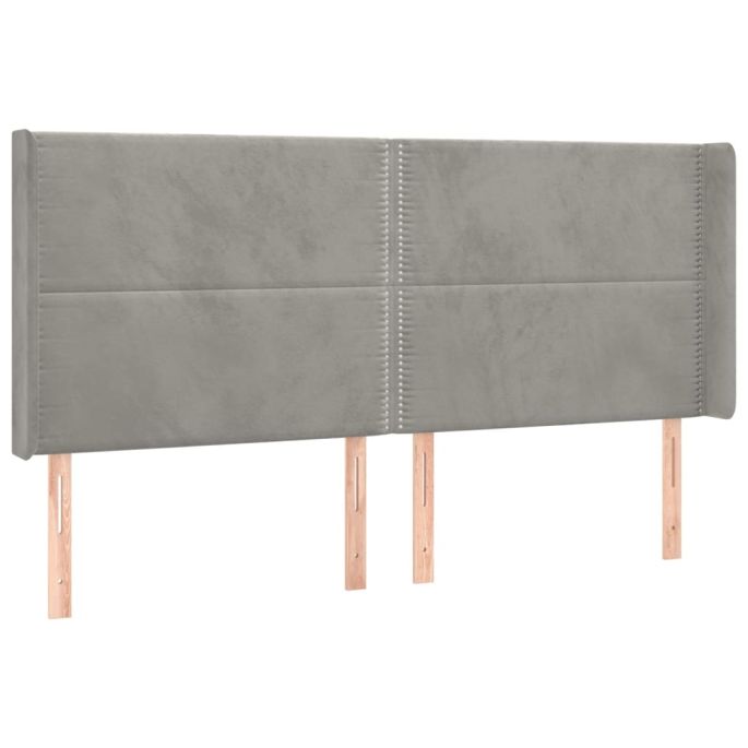 Hoofdbord met randen 183x16x118/128 cm fluweel lichtgrijs