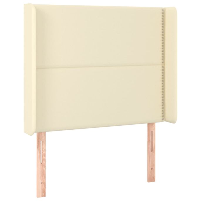 Hoofdbord met randen 83x16x118/128 cm kunstleer crèmekleurig