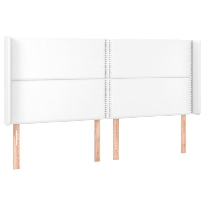 Hoofdbord met randen 163x16x118/128 cm kunstleer wit