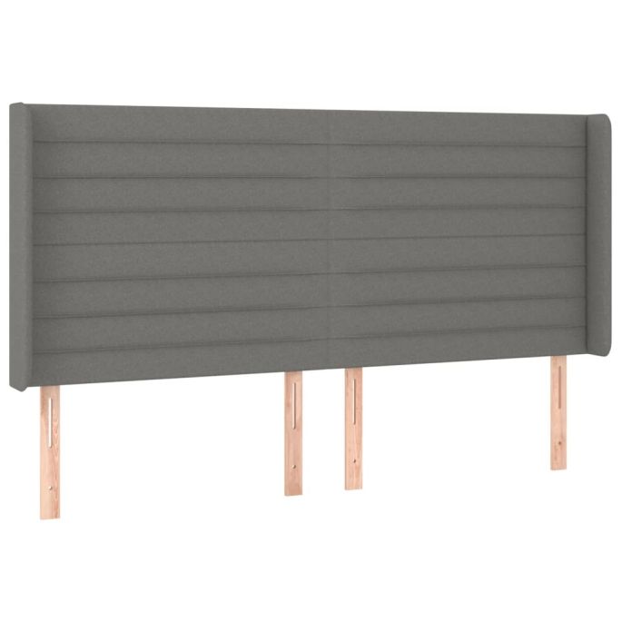 Hoofdbord met randen 203x16x118/128 cm stof donkergrijs
