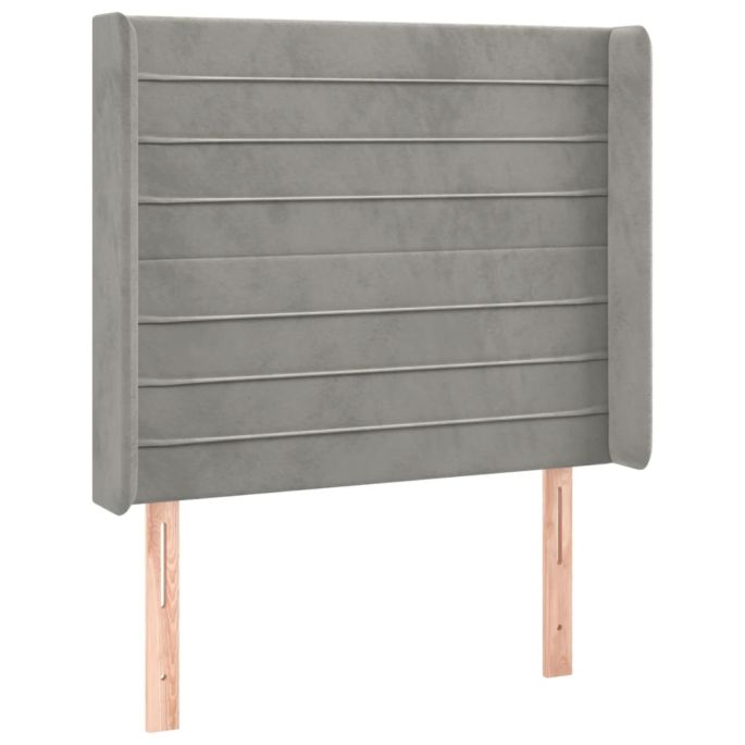 Hoofdbord met randen 103x16x118/128 cm fluweel lichtgrijs