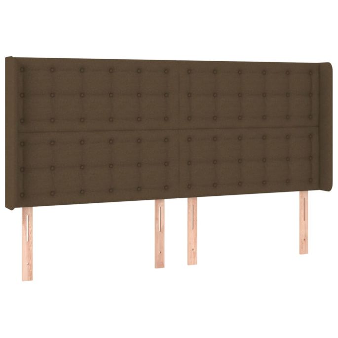 Hoofdbord met randen 183x16x118/128 cm stof donkerbruin