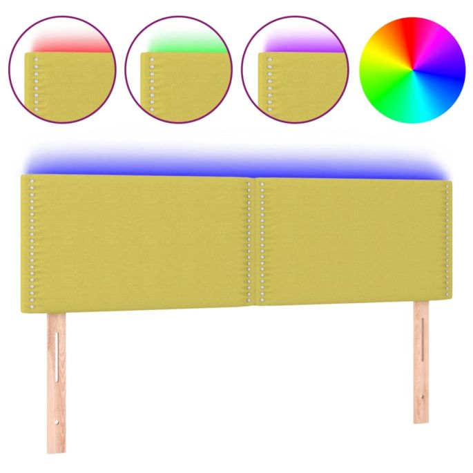 Hoofdbord LED 144x5x78/88 cm stof groentje