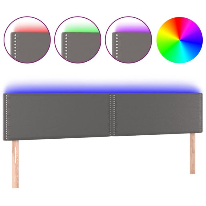 Hoofdbord LED 160x5x78/88 cm kunstleer grijs
