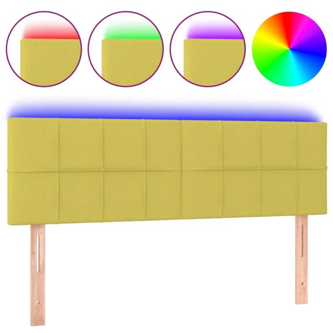 Hoofdbord LED 144x5x78/88 cm stof groentje