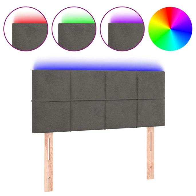 Hoofdbord LED 80x5x78/88 cm fluweel donkergrijs