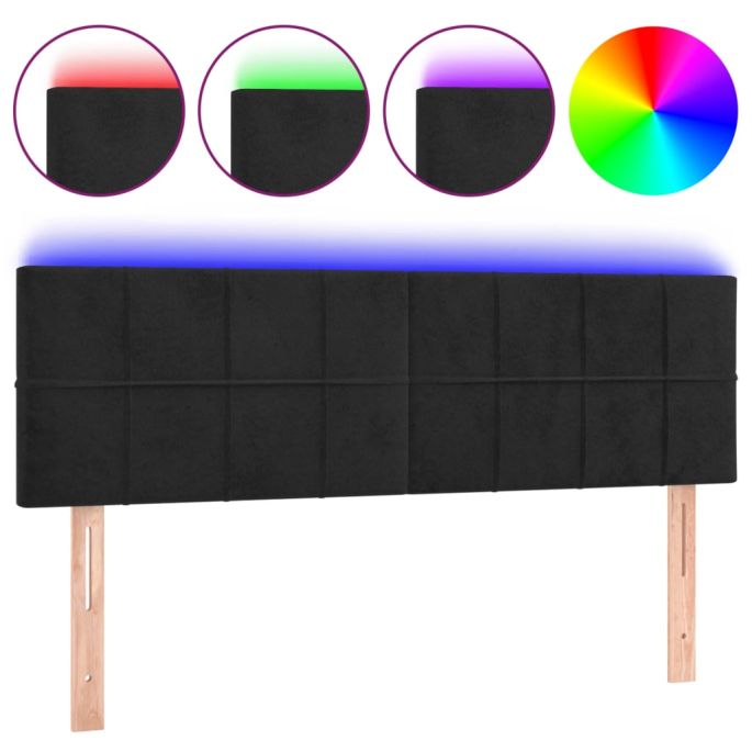 Hoofdbord LED 144x5x78/88 cm fluweel zwart