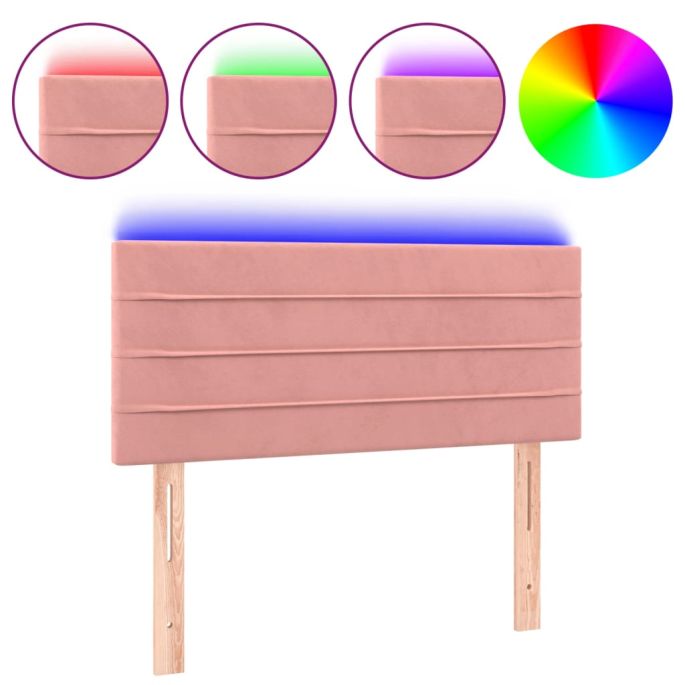 Hoofdbord LED 100x5x78/88 cm fluweel roze