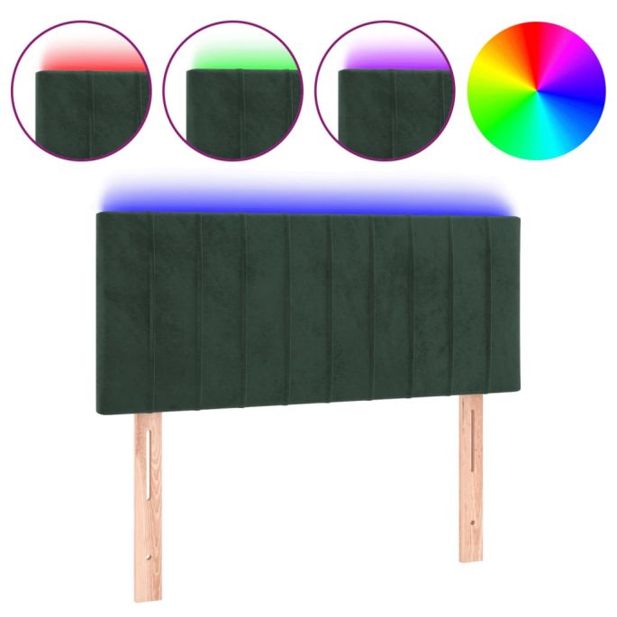Hoofdbord LED 90x5x78/88 cm fluweel donkergroen