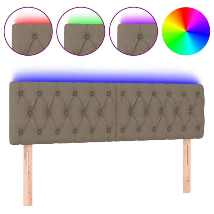 Hoofdbord LED 160x7x78/88 cm stof taupe