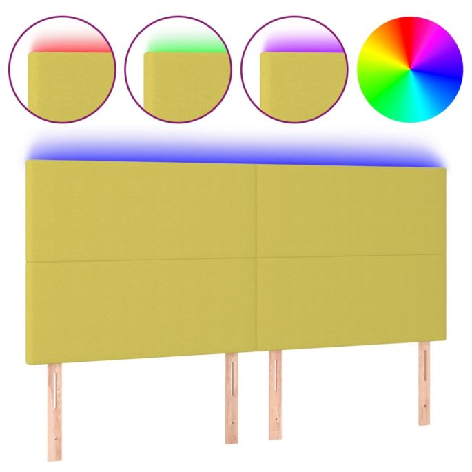 Hoofdbord LED 180x5x118/128 cm stof groentje