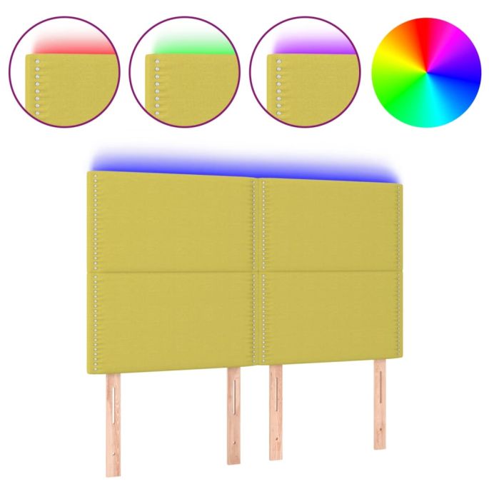 Hoofdbord LED 144x5x118/128 cm stof groentje