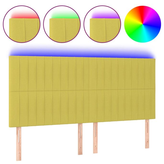 Hoofdbord LED 160x5x118/128 cm stof groen