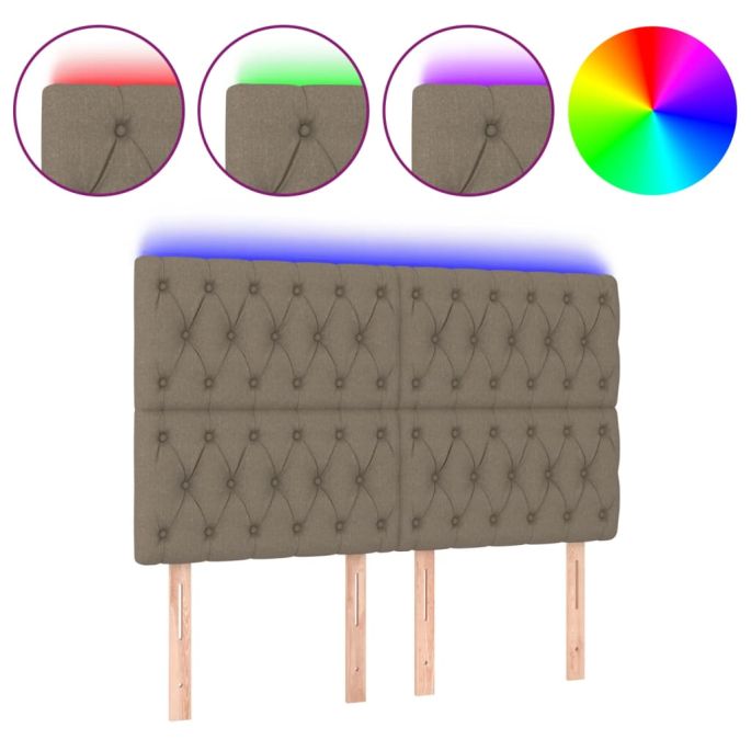 Hoofdbord LED 160x7x118/128 cm stof taupe