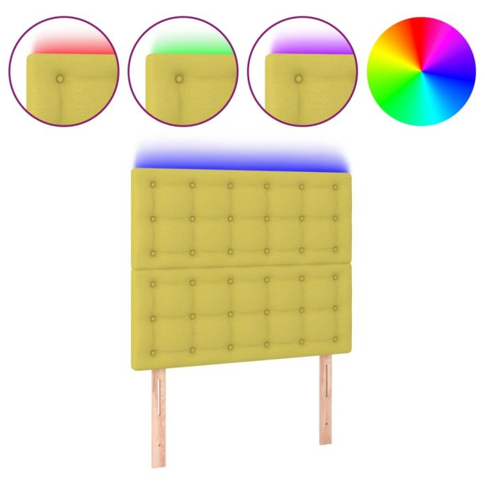 Hoofdbord LED 100x5x118/128 cm stof groentje