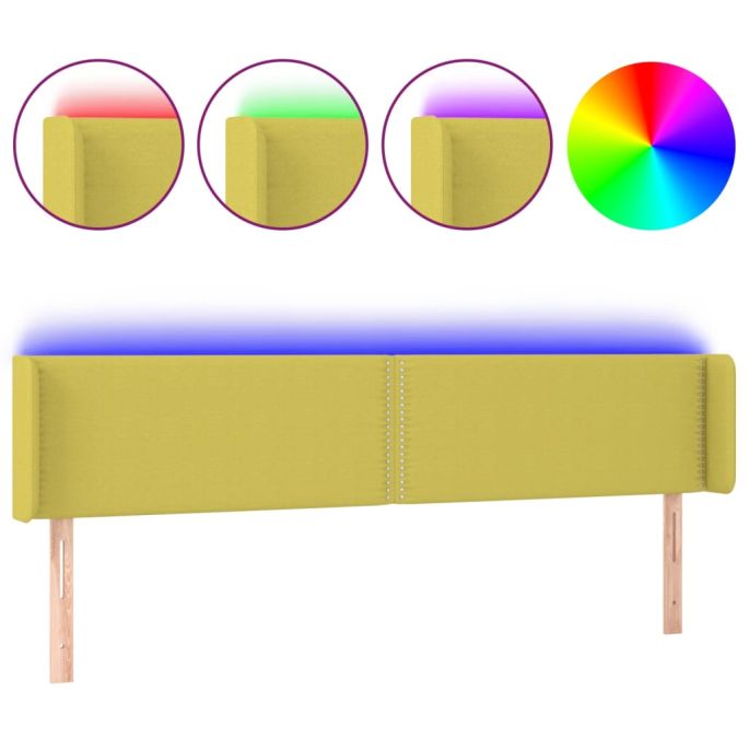 Hoofdbord LED 163x16x78/88 cm stof groentje