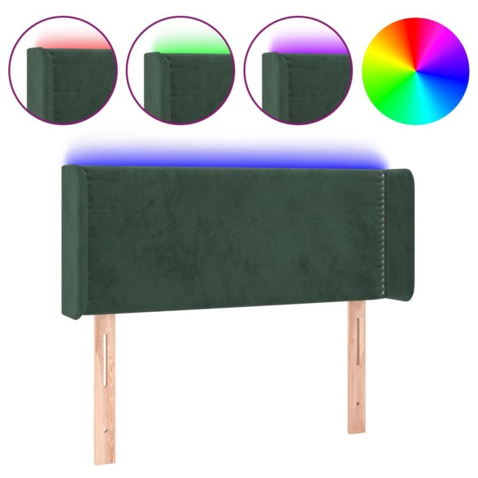 Hoofdbord LED 93x16x78/88 cm fluweel donkergroen