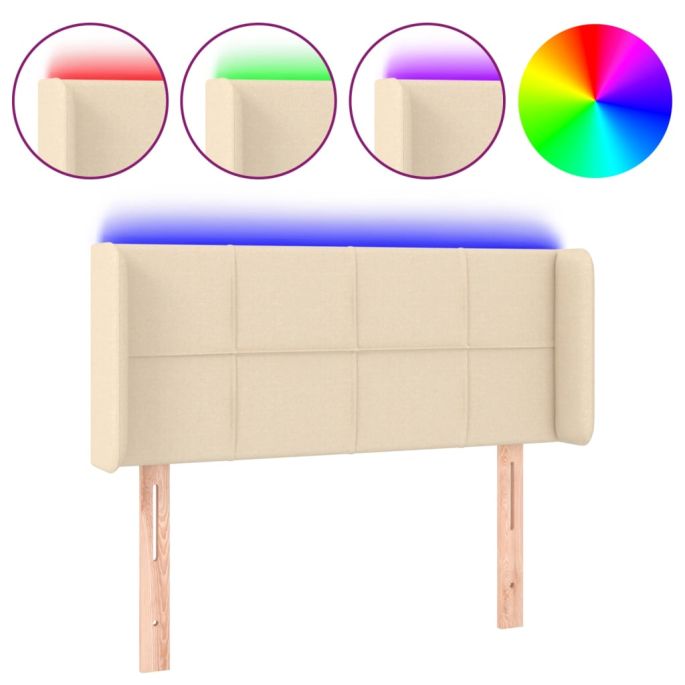 Hoofdbord LED 103x16x78/88 cm stof crèmekleurig