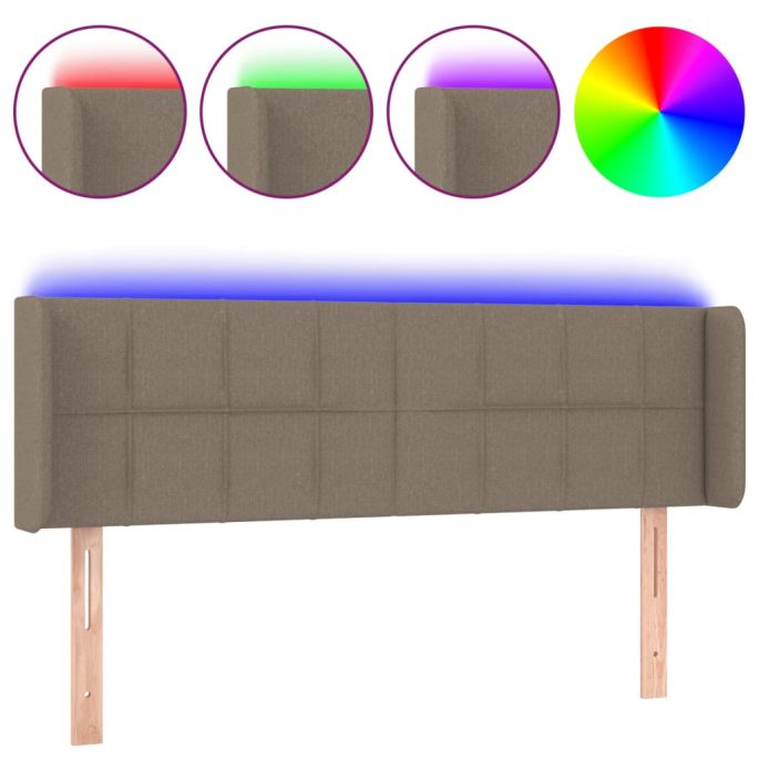Hoofdbord LED 147x16x78/88 cm stof taupe